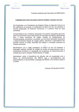 Comunicado dos Estados Partes sobre o Banco do Sul
