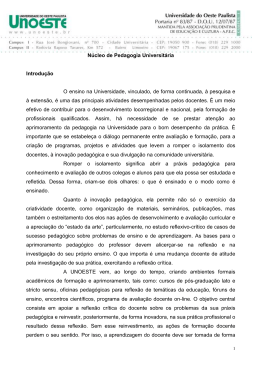 Núcleo de Pedagogia Universitária Introdução O ensino na