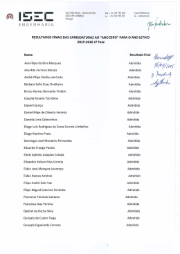 resultados finais das candidaturas ao "ano zero"