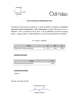 Lista unitária de Ordenação Final homologada