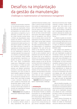 `HVDƬRV QD LPSODQWD&Acirc;&frac34;R da gest&atilde;o da manuten&ccedil;&atilde;o