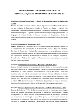 ement&aacute;rio das disciplinas do curso de especializa&ccedil;&atilde;o em
