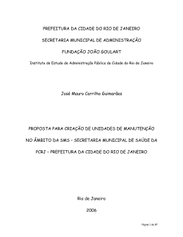 Proposta para Cria&ccedil;&atilde;o de Unidades de