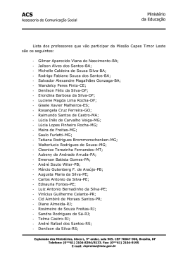 Lista dos professores que vão participar da Missão Capes Timor