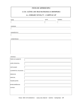 FICHA DE ARTROSCOPIA CTO -CLÍNICA DE TRAUMATOLOGIA E