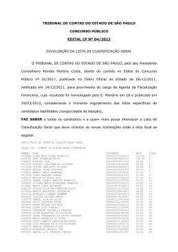 Edital CP n 04-2012 - publica&ccedil;&atilde;o lista de classifica&ccedil;&atilde;o geral