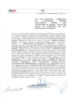 4&ordf; Reuni&atilde;o Ordin&aacute;ria - OAB-Go