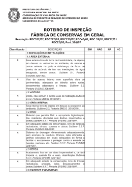 ROTEIRO DE INSPE&Ccedil;&Atilde;O F&Aacute;BRICA DE CONSERVAS EM GERAL