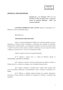 1 industrializados, produzidos no Munic&iacute;pio. Paran&aacute;. Art - Ji