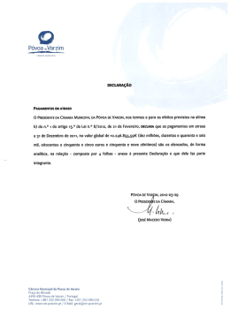 Pagamentos em atraso - C&acirc;mara Municipal da P&oacute;voa de Varzim