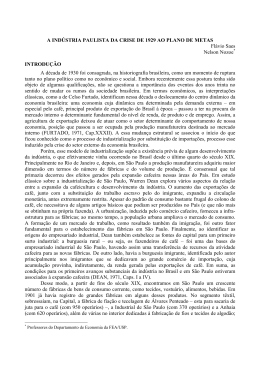 A IND&Uacute;STRIA PAULISTA DA CRISE DE 1929 AO PLANO