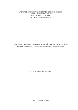 Processos de ensino e aprendizagem n&atilde;o formal de m&uacute;sica na