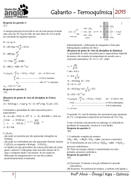 Gabarito - Termoqu&iacute;mica 2015