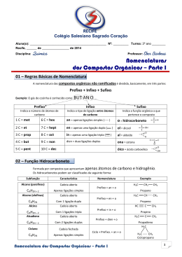 Nomenclaturas dos Compostos Orgânicos – Parte I