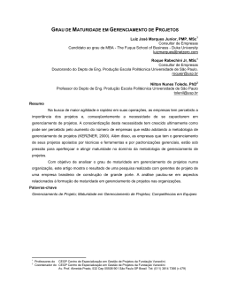 grau de maturidade em gerenciamento de projetos
