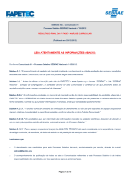 Resultado Final 1&ordf; Fase - An&aacute;lise Curricular