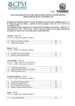 SELE&Ccedil;&Atilde;O SIMPLIFICADA PARA PROFESSOR DE M&Uacute;SICA
