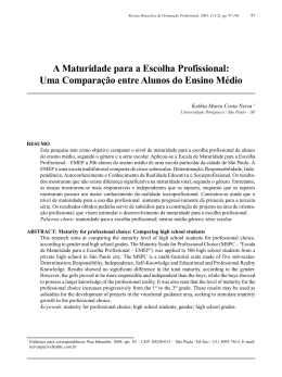 A Maturidade para a Escolha Profissional: Uma Compara&ccedil;&atilde;o entre
