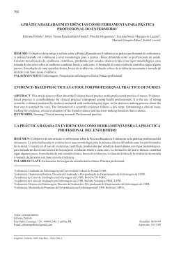 a pr&aacute;tica baseada em evid&ecirc;ncias como ferramenta para pr&aacute;tica