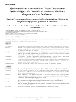 Question&aacute;rio de Auto-avalia&ccedil;&atilde;o Vocal: Instrumento Epidemiol&oacute;gico