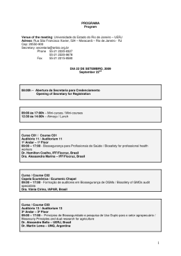 PROGRAMA Program Venue of the meeting: Universidade do