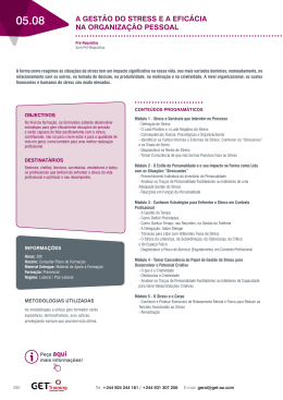 A GEST&Atilde;O DO STRESS E A EFIC&Aacute;CIA NA ORGANIZA&Ccedil;&Atilde;O PESSOAL