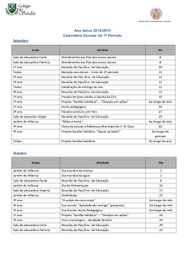 Ano letivo 2014/2015 Calendário Escolar do 1º Período Setembro