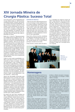 XIV Jornada Mineira de Cirurgia Pl&aacute;stica: Sucesso