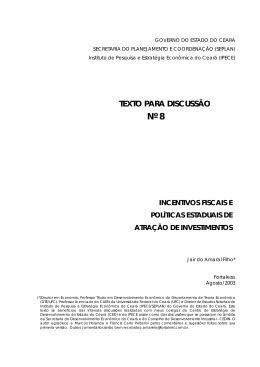 Incentivos Fiscais e Pol&iacute;ticas Estaduais de - Ipece