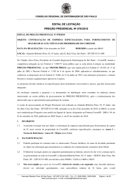EDITAL DE LICITA&Ccedil;&Atilde;O PREG&Atilde;O PRESENCIAL N&ordm; 078 - coren-sp