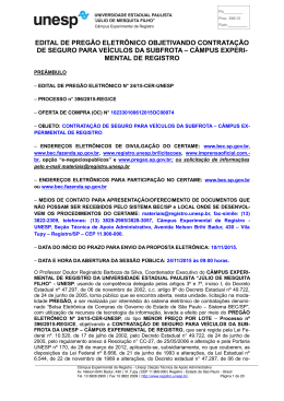 EDITAL DE PREG&Atilde;O ELETR&Ocirc;NICO OBJETIVANDO