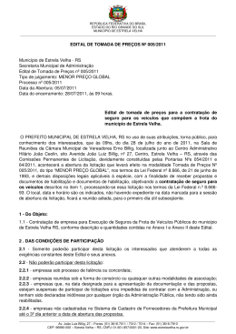 EDITAL DE TOMADA DE PRE&Ccedil;OS N&ordm; 005/2011 Munic&iacute;pio de
