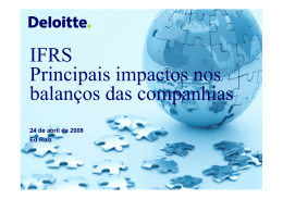 IFRS Principais impactos nos Principais impactos