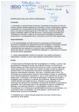 Certifica&ccedil;&atilde;o Legal de Contas Consolidadas 2014
