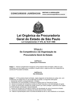 Lei Org&acirc;nica da Procuradoria Geral do Estado de S&atilde;o Paulo