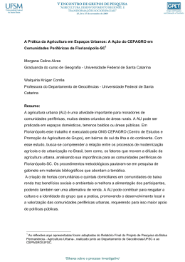A Pr&aacute;tica da Agricultura em Espa&ccedil;os Urbanos: A A&ccedil;&atilde;o do