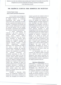 UMA SEQUÉNCIA DIDÁTICA PARA GEOMETRIA DAS MOLÉCULAS