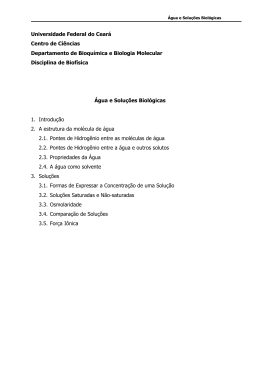 &Aacute;gua e Solu&ccedil;&otilde;es em Biologia