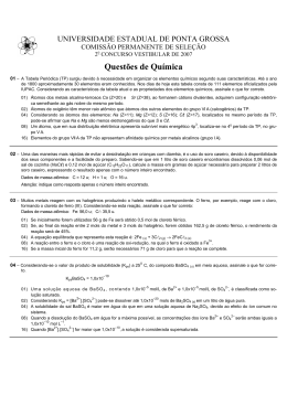 Questões de Química - Universidade Estadual de Ponta Grossa