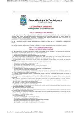 Lei Organica - Prefeitura Municipal de Foz do Igua&ccedil;u