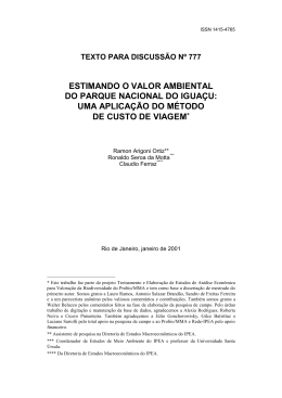 ESTIMANDO O VALOR AMBIENTAL DO PARQUE