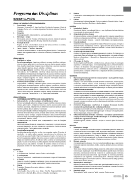 Programa das Disciplinas