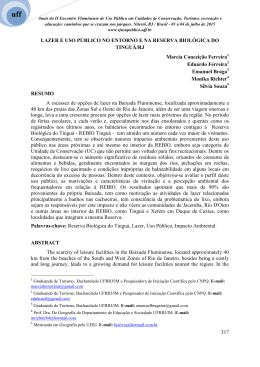 lazer e uso p&uacute;blico no entorno e na reserva biol&oacute;gica do tingu&aacute;/rj