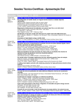 Sess&otilde;es T&eacute;cnico-Cient&iacute;ficas - Apresenta&ccedil;&atilde;o Oral