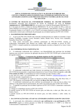 Edital de Convoca&ccedil;&atilde;o N&ordm;. 04, de 8 de outubro de 2010