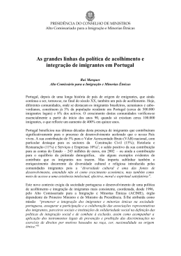 Grandes linhas da pol&iacute;tica de acolhimento e integra&ccedil;&atilde;o