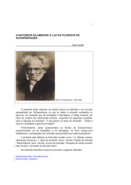 a natureza da amizade &agrave; luz da filosofia de schopenhauer.
