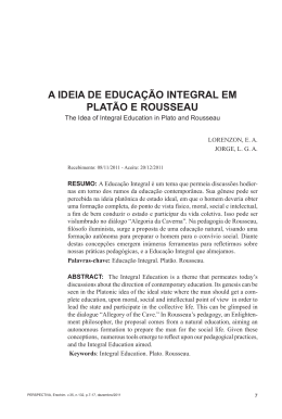 A IDEIA DE EDUCA&Ccedil;&Atilde;O INTEGRAL EM PLAT&Atilde;O E ROUSSEAU