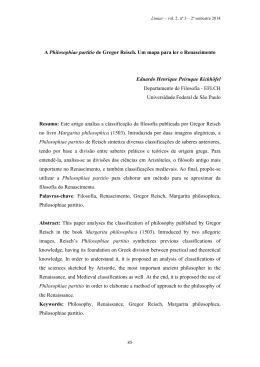 A Philosophiae partitio de Gregor Reisch. Um mapa para