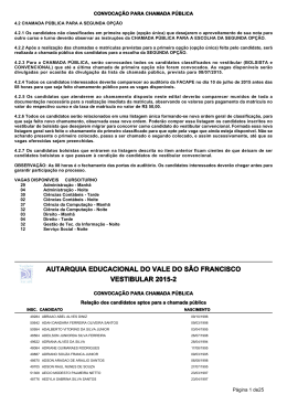 vestibular 2015 2 chamada publica convocacao